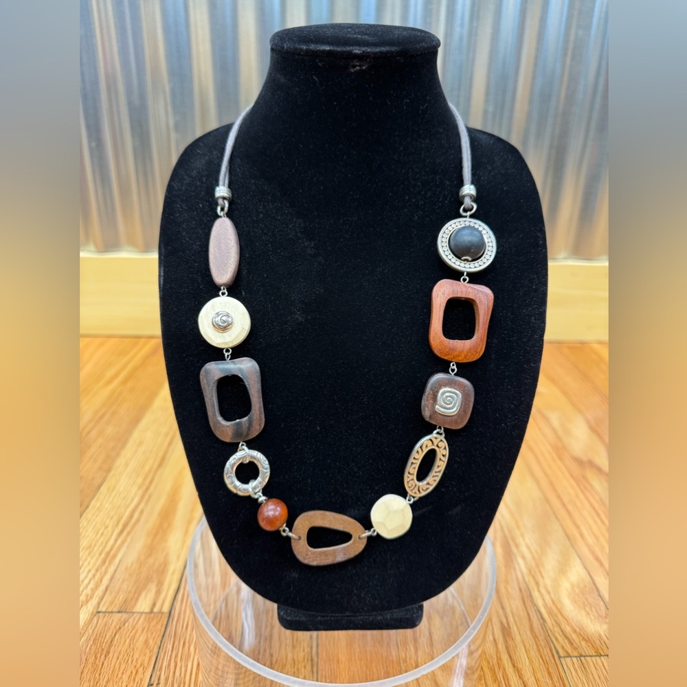 Brighton Silverwood Wooden Beaded Pendant Necklace